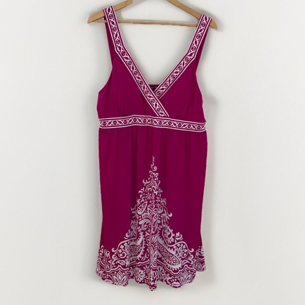 Apt. 9 Baby Doll Midi Dress Women's XL Barbie Pink Empire Waist Stretch Y2K